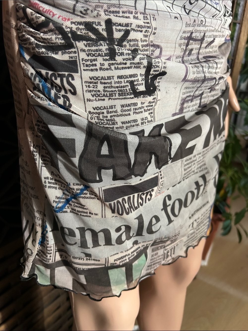 NWT DESIGUAL NEWS PRINT DRESS S - Picture 7 of 15